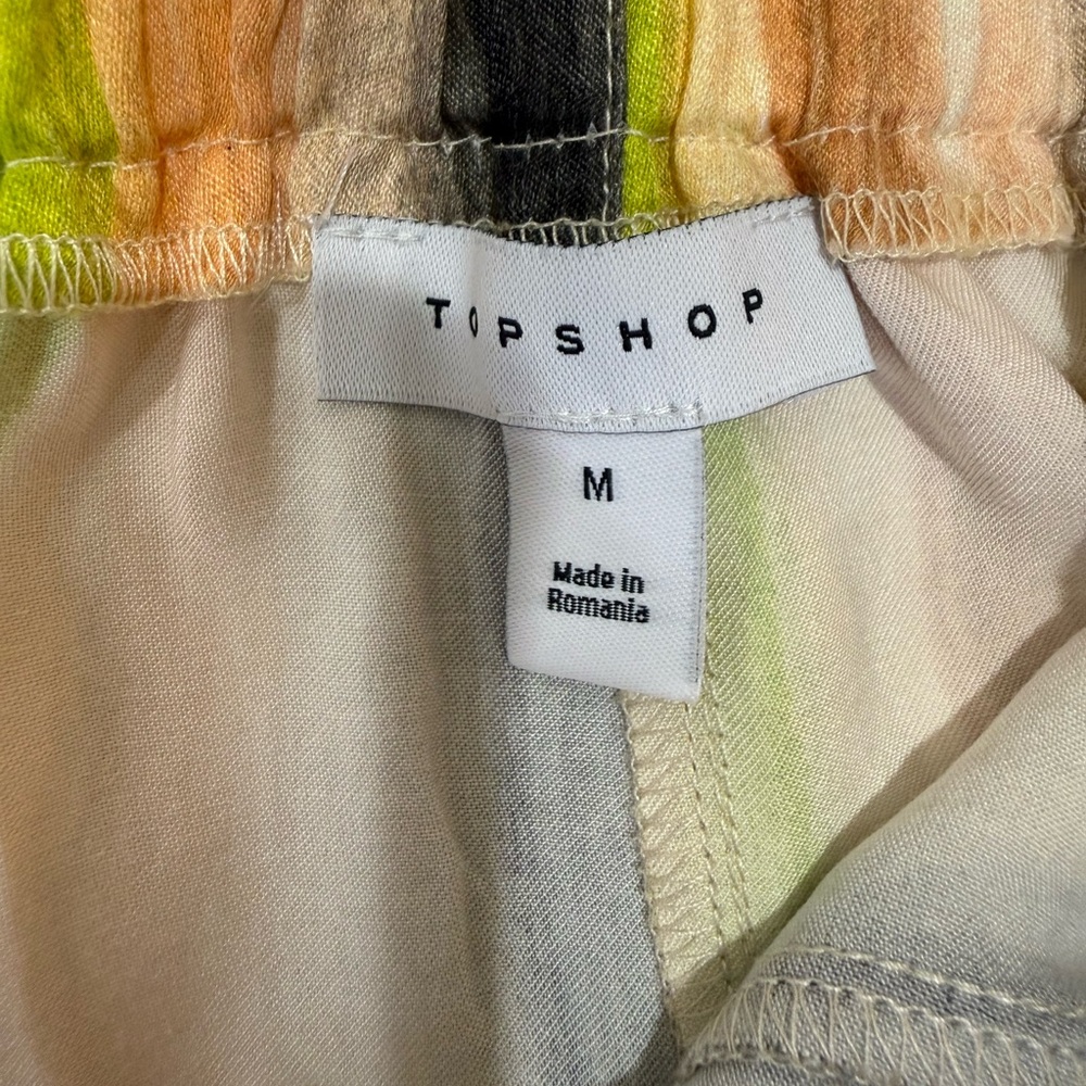 Topshop ASOS Satin Tie-Waist Wide Leg Peachy Striped Pants Size 8-10 - Picture 8 of 14